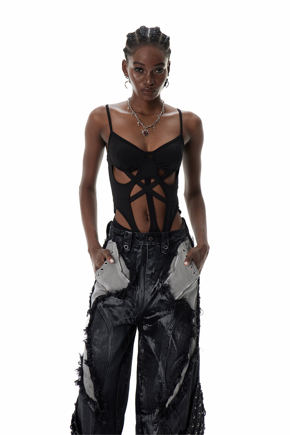 Coty Spaghetti Cutout Bodysuit