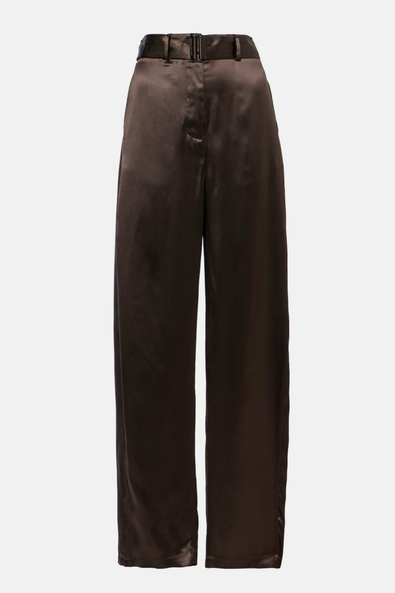Daiki Satin Belted Straight Pants