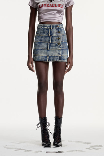 Damasus Deconstruct Denim Mini Skirt