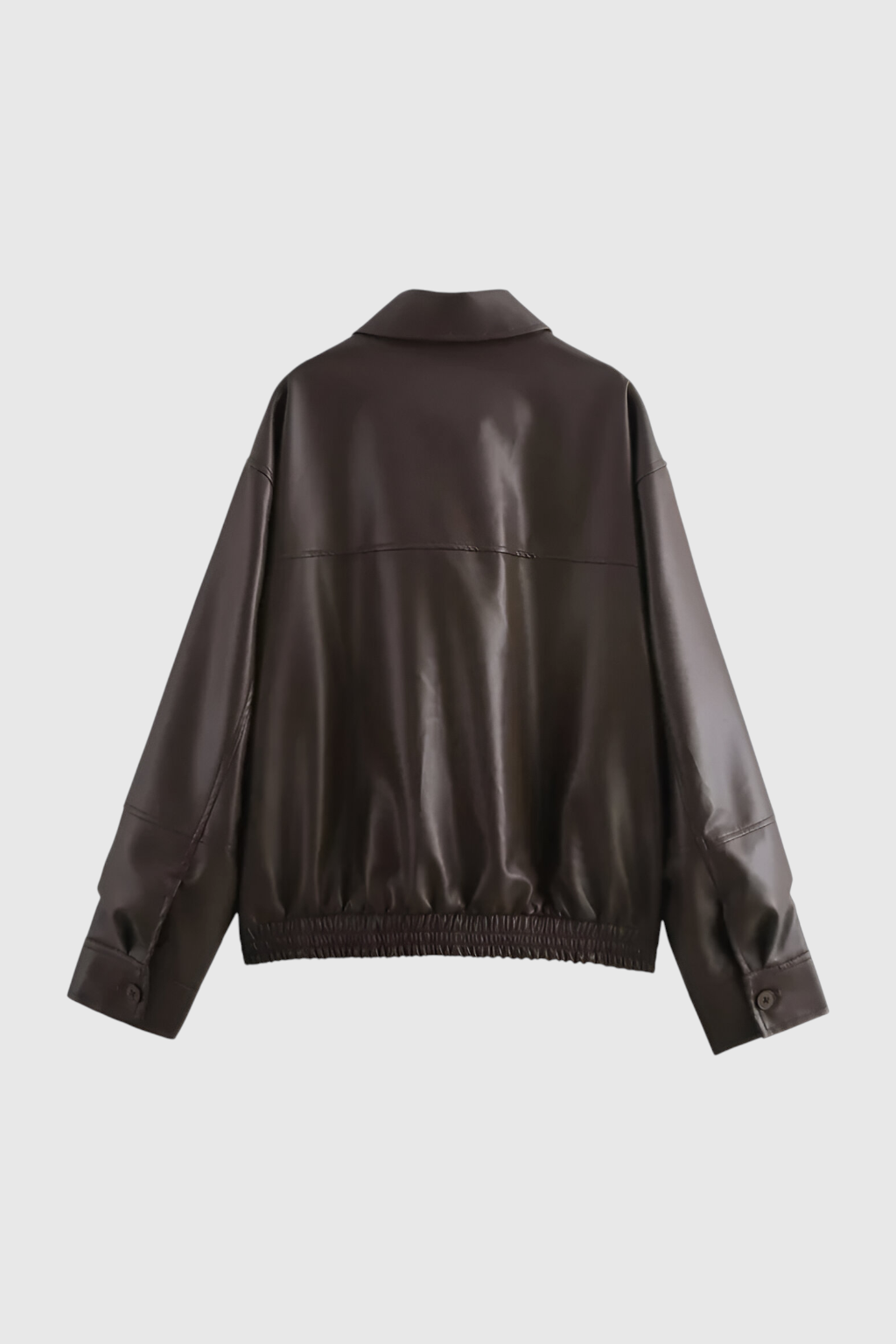 Maison Faux Leather Pilot Jacket | Zip Front Turn-Down Collar Autumn