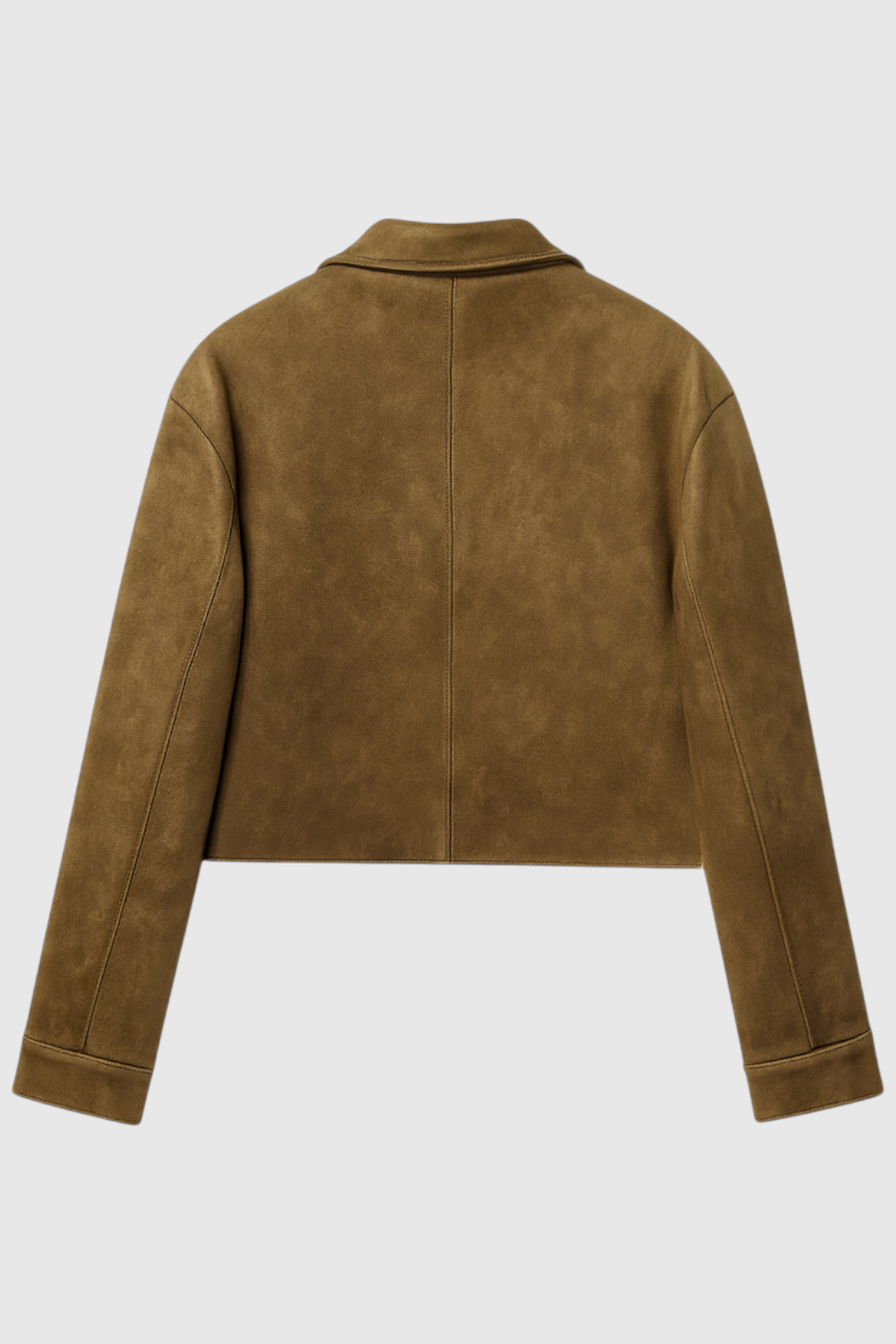 Suede-Effect Cropped Jacket | Button Front, Point Collar