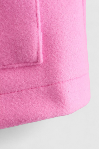 Cropped Button Jacket | Square Collar, Pocket Detail, Long Sleeve