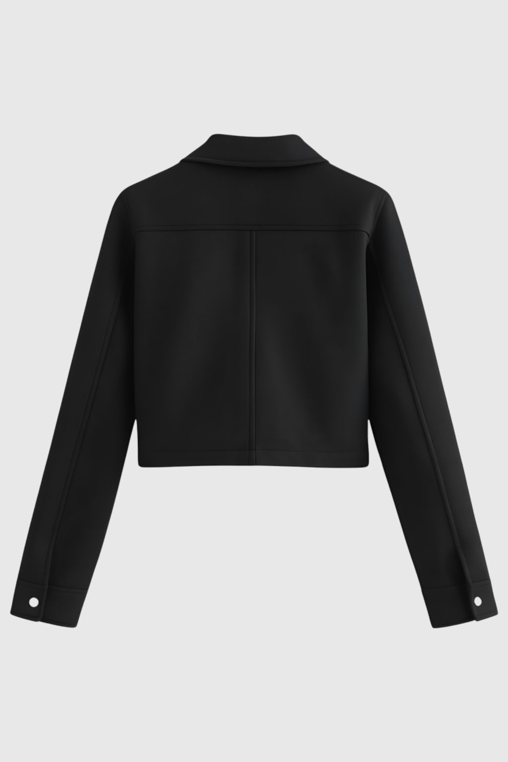 Cropped Button Jacket | Square Collar, Pocket Detail, Long Sleeve