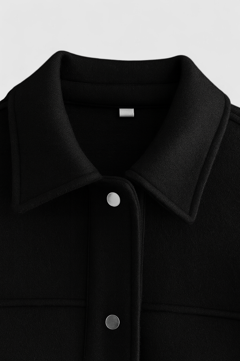 Cropped Button Jacket | Square Collar, Pocket Detail, Long Sleeve