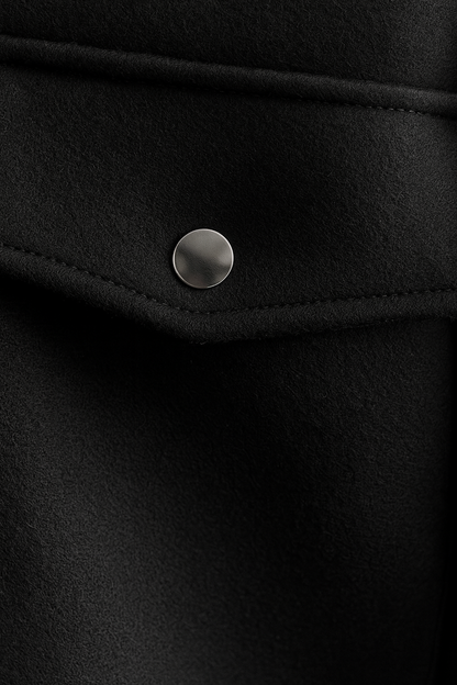 Cropped Button Jacket | Square Collar, Pocket Detail, Long Sleeve