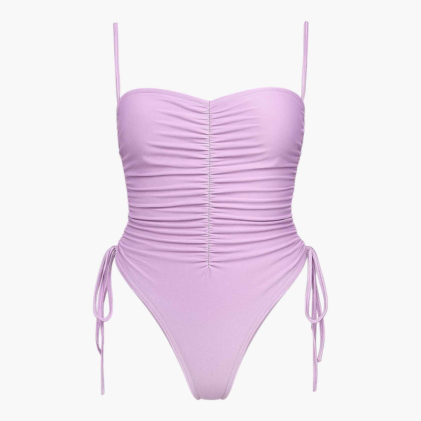 Strapless Ruched One-Piece Swimsuit | Adjustable Side Ties