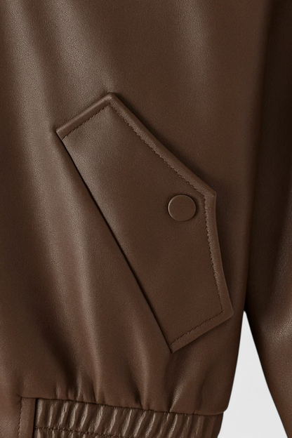 Nocturne Faux Leather Cropped Jacket | Zip Front And Structured Fit