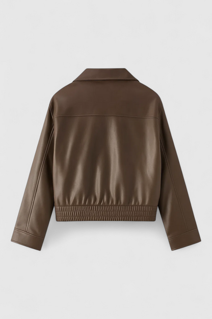 Nocturne Faux Leather Cropped Jacket | Zip Front And Structured Fit