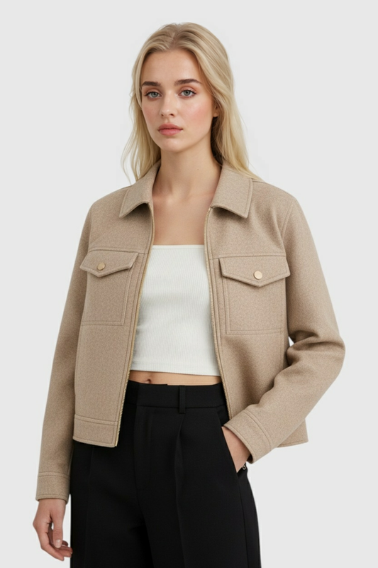 Soft-Handle Zip Jacket | Collared Shacket, Flap Pockets