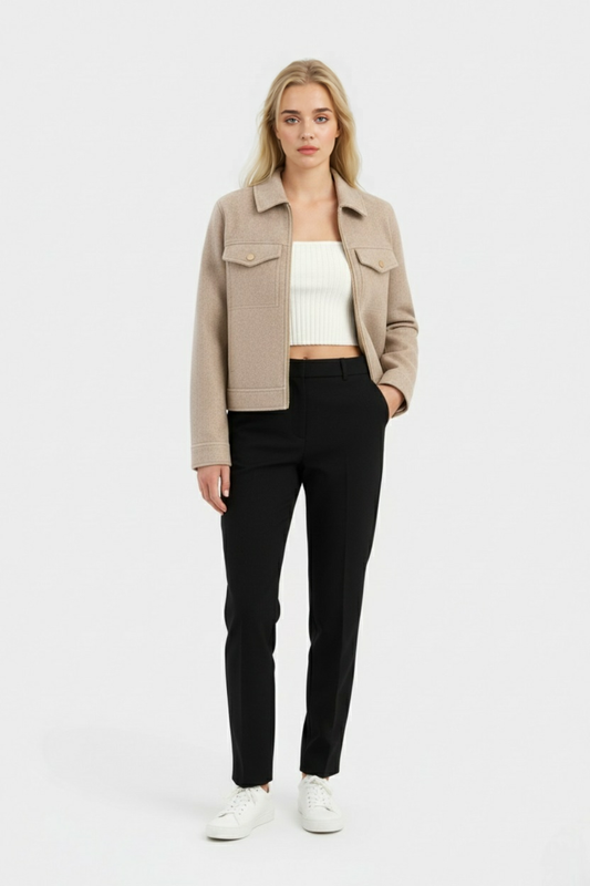 Soft-Handle Zip Jacket | Collared Shacket, Flap Pockets
