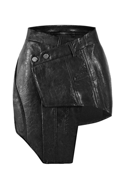 Daphne Cross Asymmetric Leather Skirt