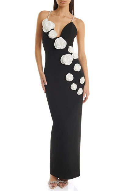 Delphi Floral Pearl Maxi Bandage Dress