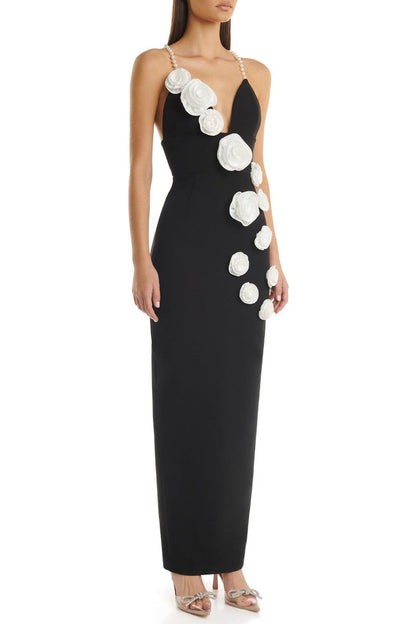 Delphi Floral Pearl Maxi Bandage Dress