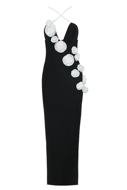Delphi Floral Pearl Maxi Bandage Dress