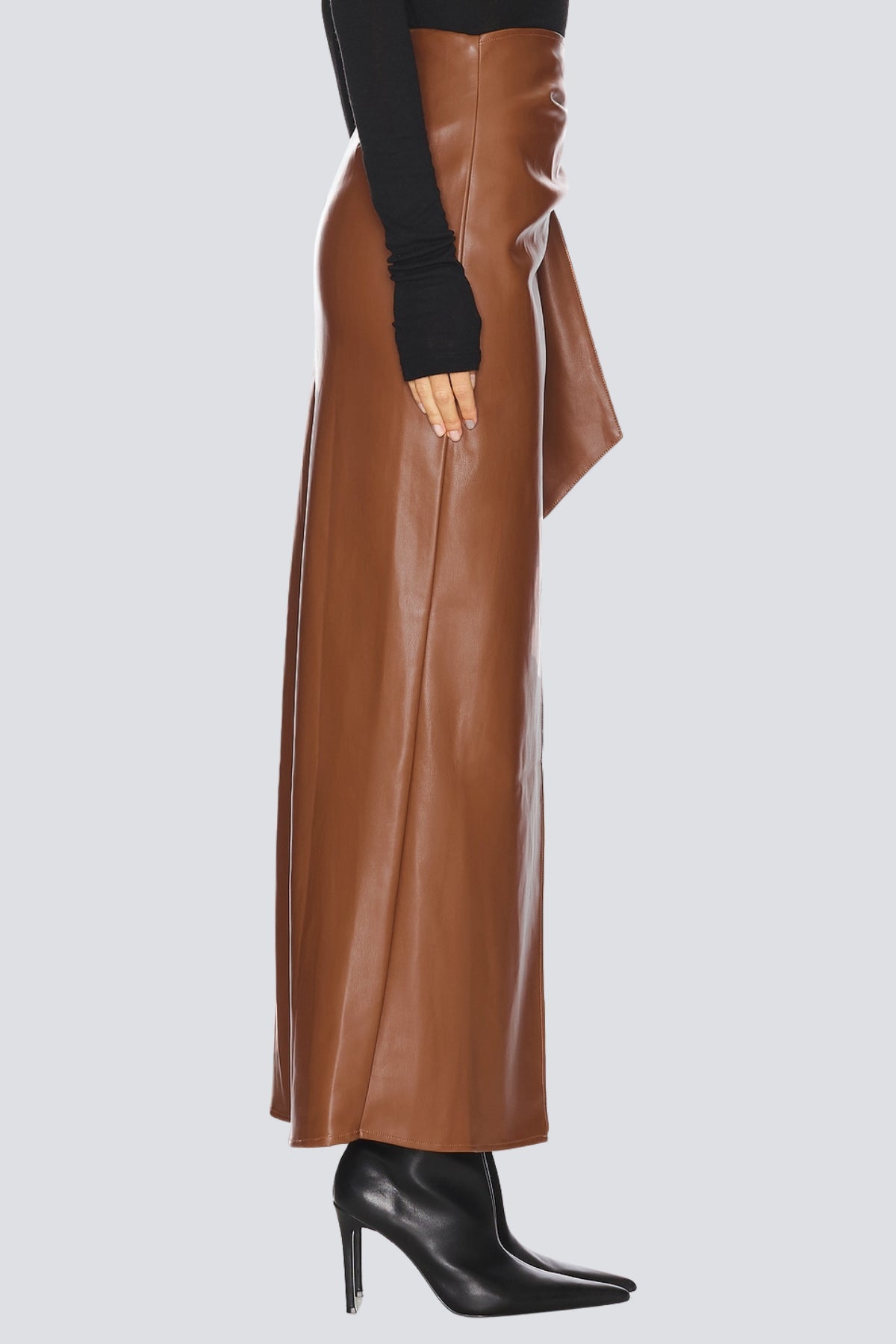 Derorit Tie Up Leather Maxi Skirt