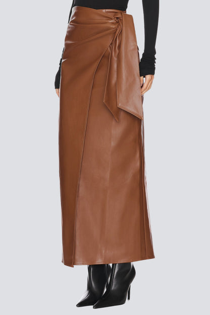 Derorit Tie Up Leather Maxi Skirt