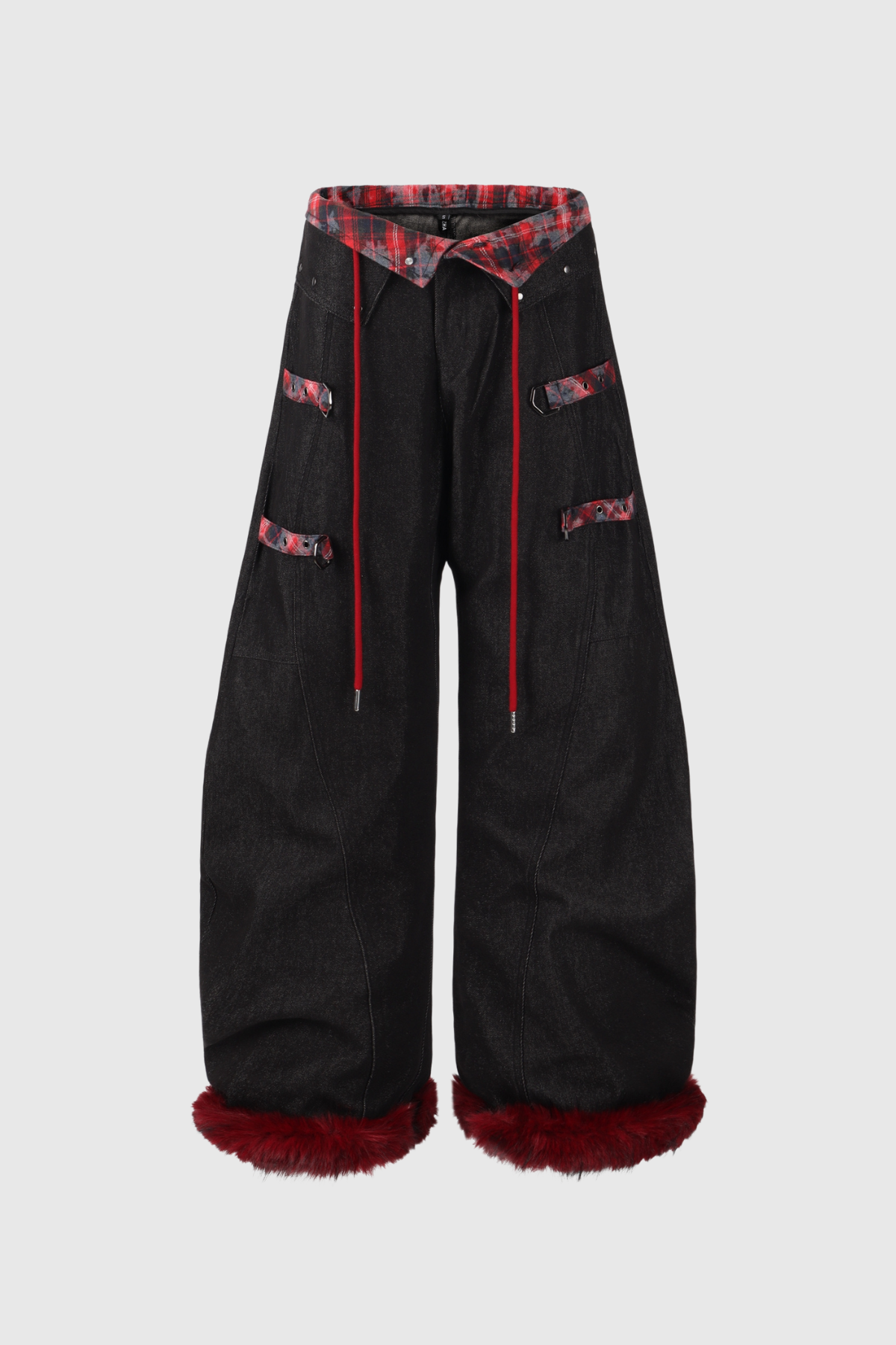 Deryck Deconstruct Print Faux Fur Jeans In Black