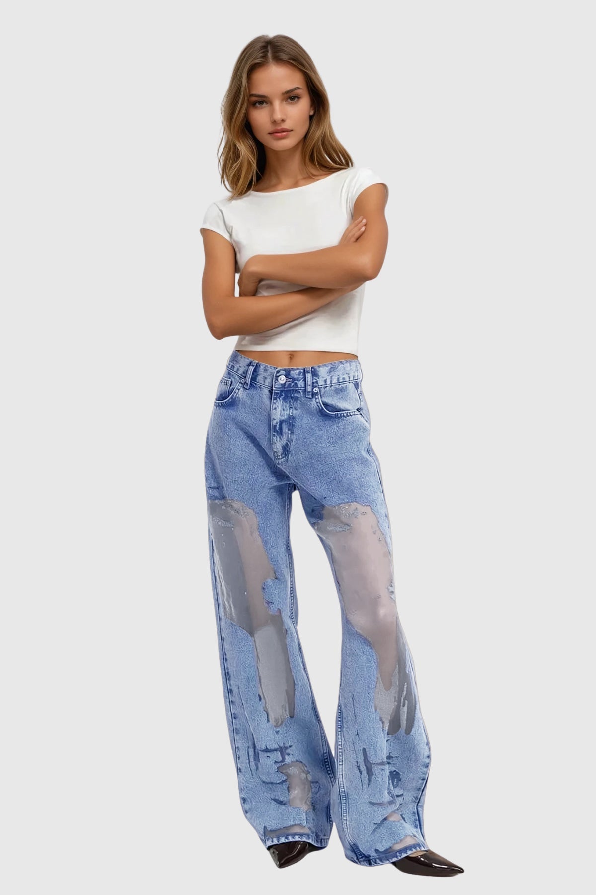 Devaki Mesh Burnout Jeans