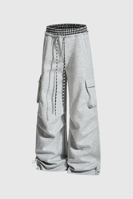 Didi Grid Pocket Cargo Pants In Grey