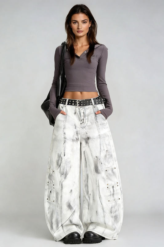 Dijana Asymmetric Print Jeans