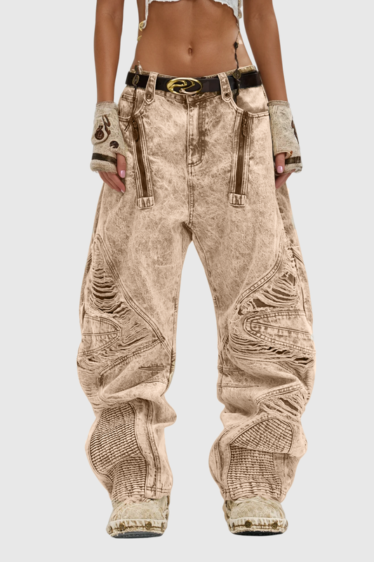 Dimitar Ripped Zipper Jeans