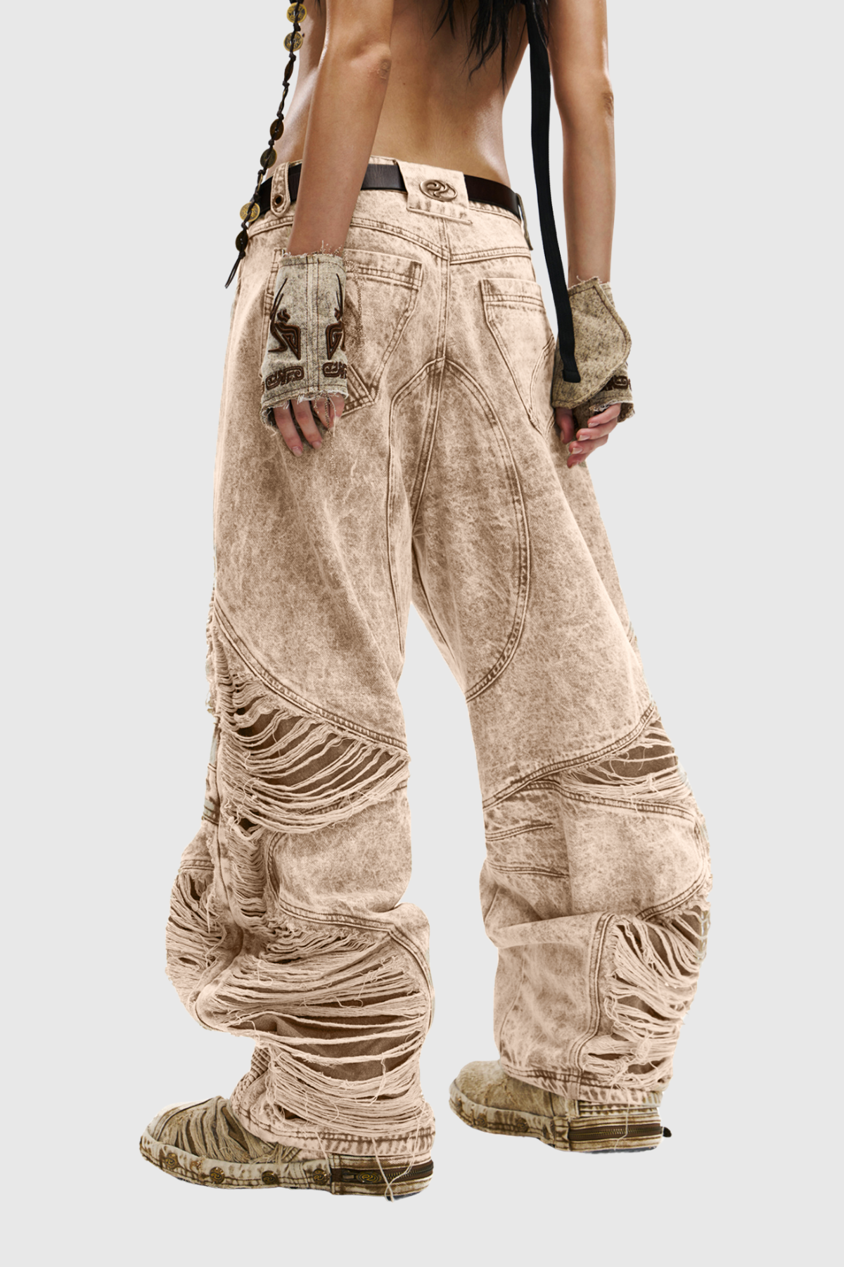 Dimitar Ripped Zipper Jeans