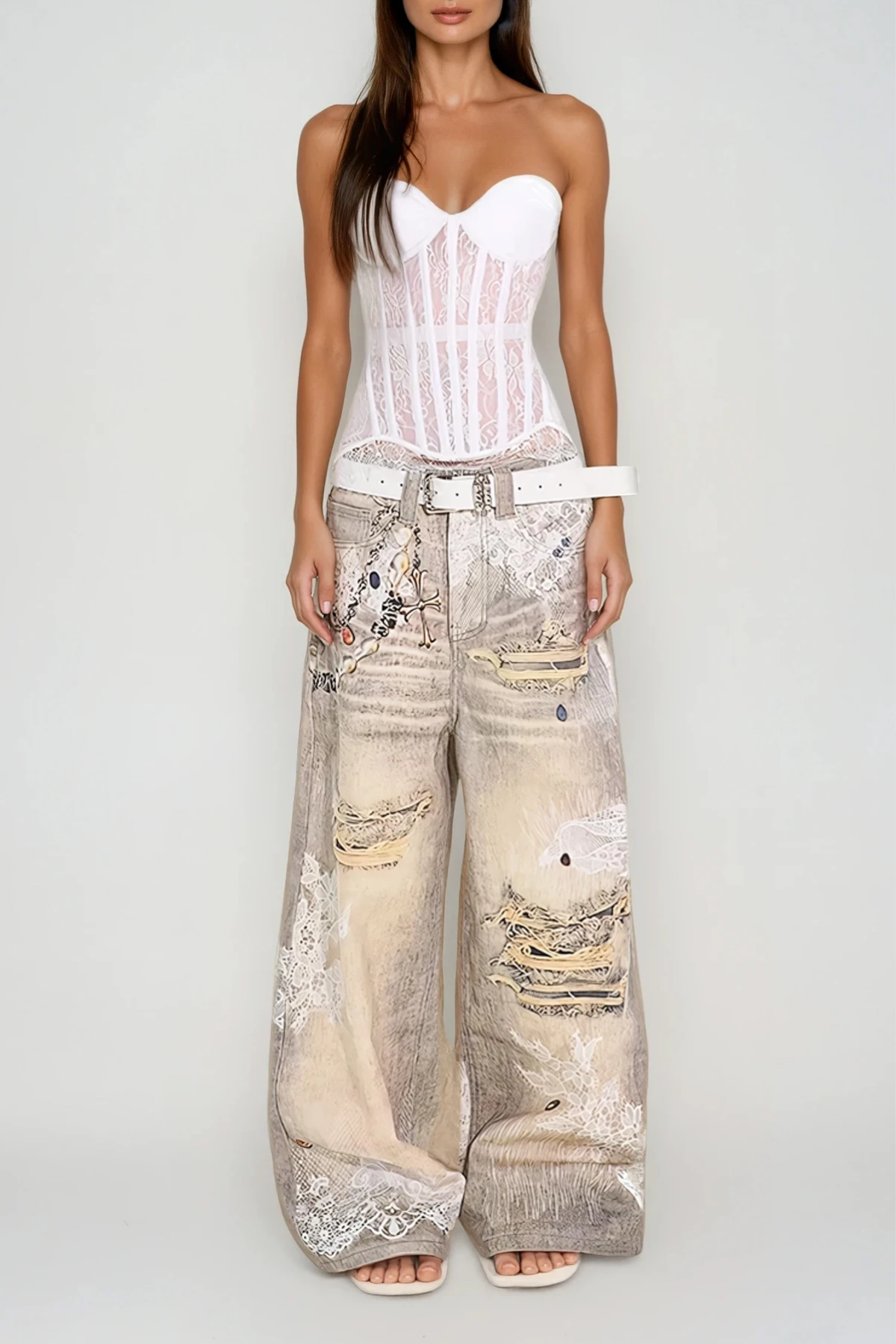 Diogo Print Bleached Jeans