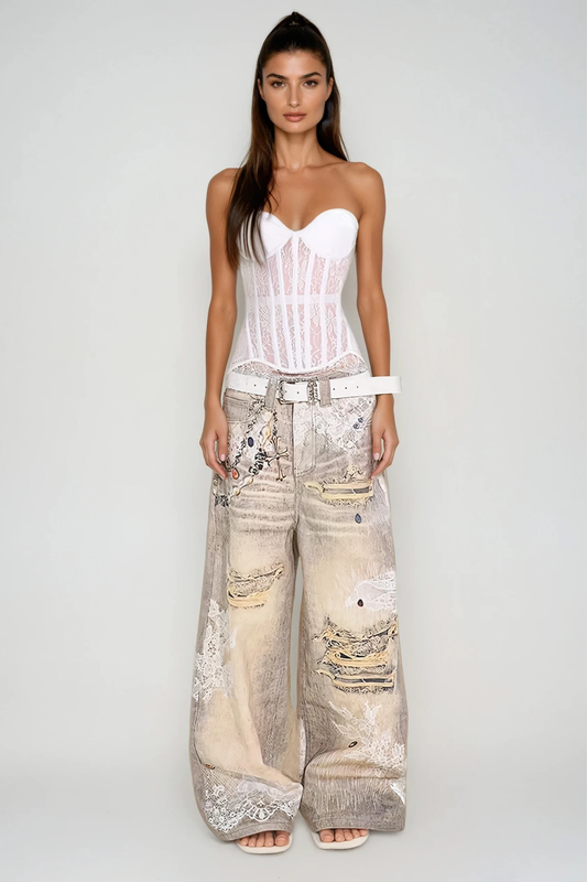 Diogo Print Bleached Jeans