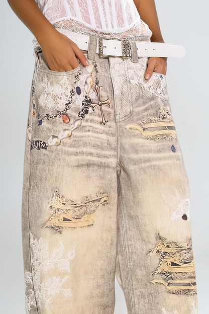 Diogo Print Bleached Jeans