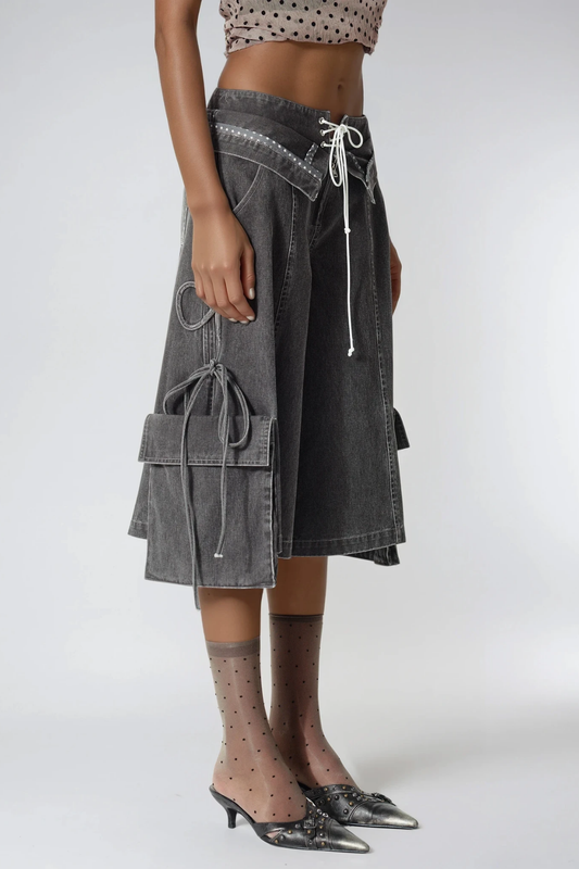 Dionisia Deconstruct Lace Up Midi Jeans