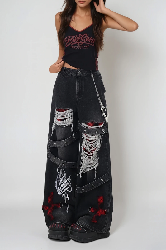 Dionysodoros Ripped Print Jeans