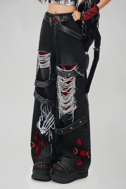 Dionysodoros Ripped Print Jeans