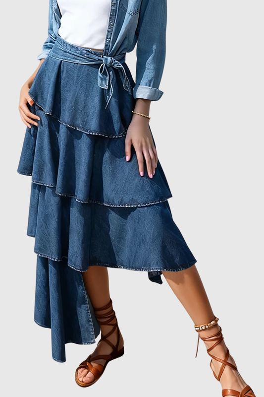 Dobrica Asymmetric Ruffle Maxi Skirt