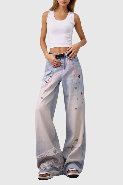 Dobrogost Heart Print Jeans
