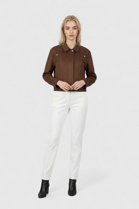 Suede-Effect Bomber Jacket | Zip Front | Utility Pockets