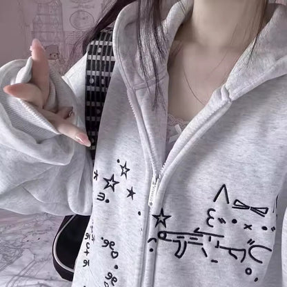 Doodle Scribble Zip-Up Hoodie