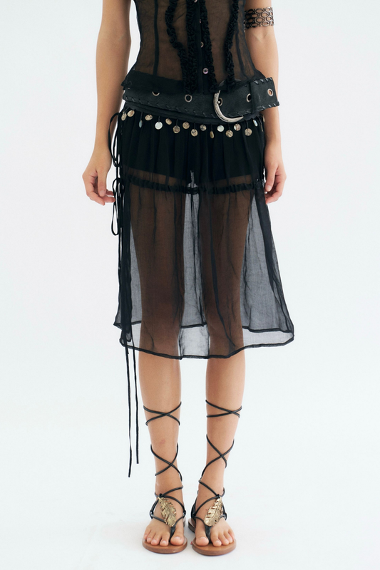 Dragica Deconstruct Sequin Mesh Midi Skirt