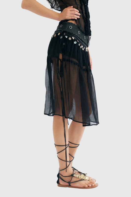 Dragica Deconstruct Sequin Mesh Midi Skirt