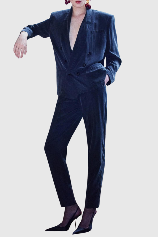 Durua Silk Oversize Blazer - Navy