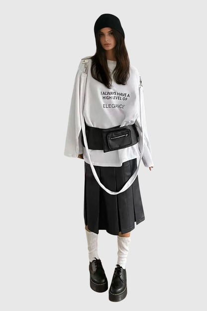 Dvorah Pocket Leather Midi Skirt