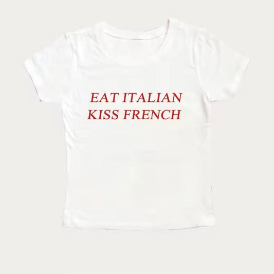 "Eat Italian Kiss French" Baby Tee
