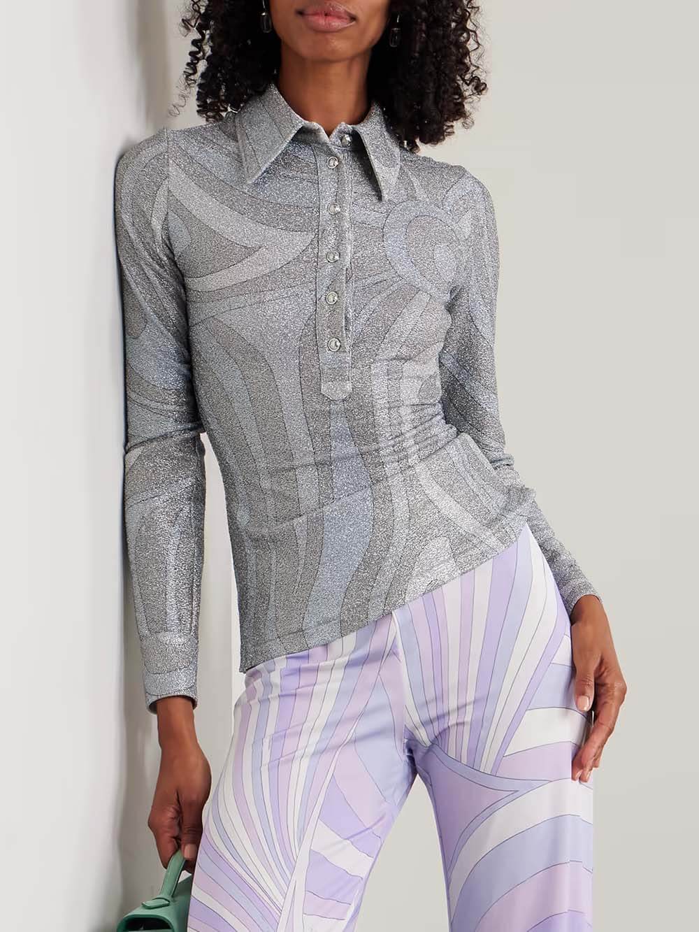 Unique Swirl Print Stretch Fitted Top