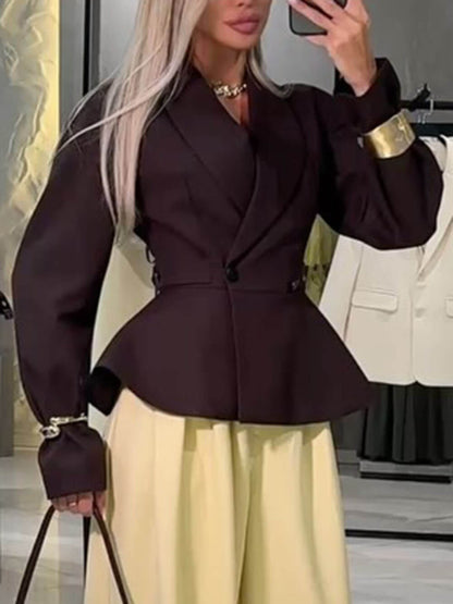 Retro Ruched Lapel Waist-Tie Jacket