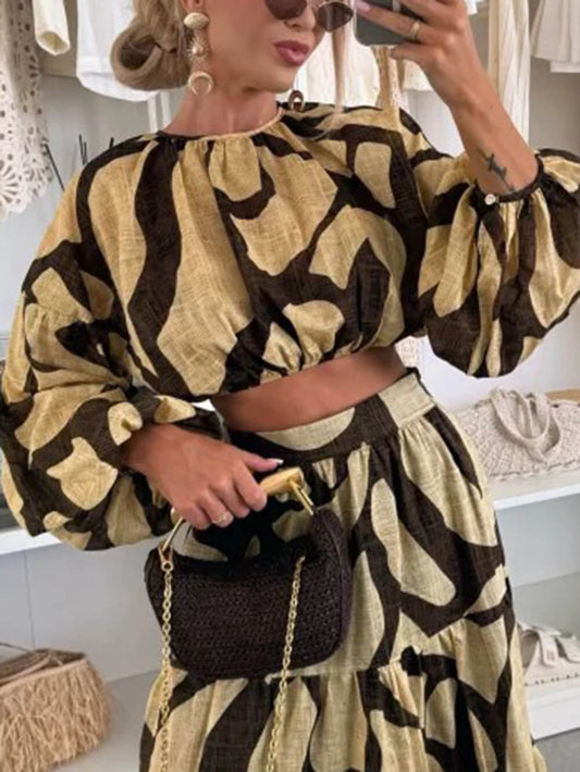 Breezy & Bold Printed Linen Cropped Shirt