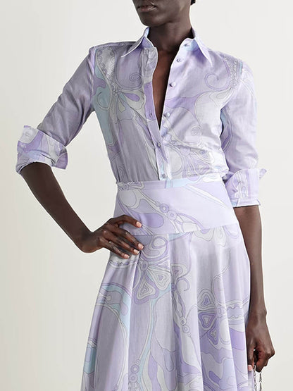 Unique Ethnic Print Button-Up Shirt