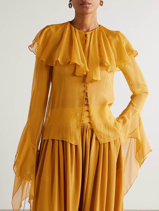 Elegant Ruffled Chiffon Blouse