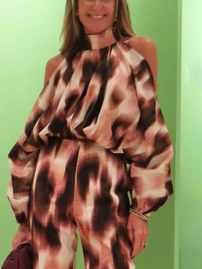 Unique Tie-Dye Off-Shoulder Batwing Sleeve Loose Top