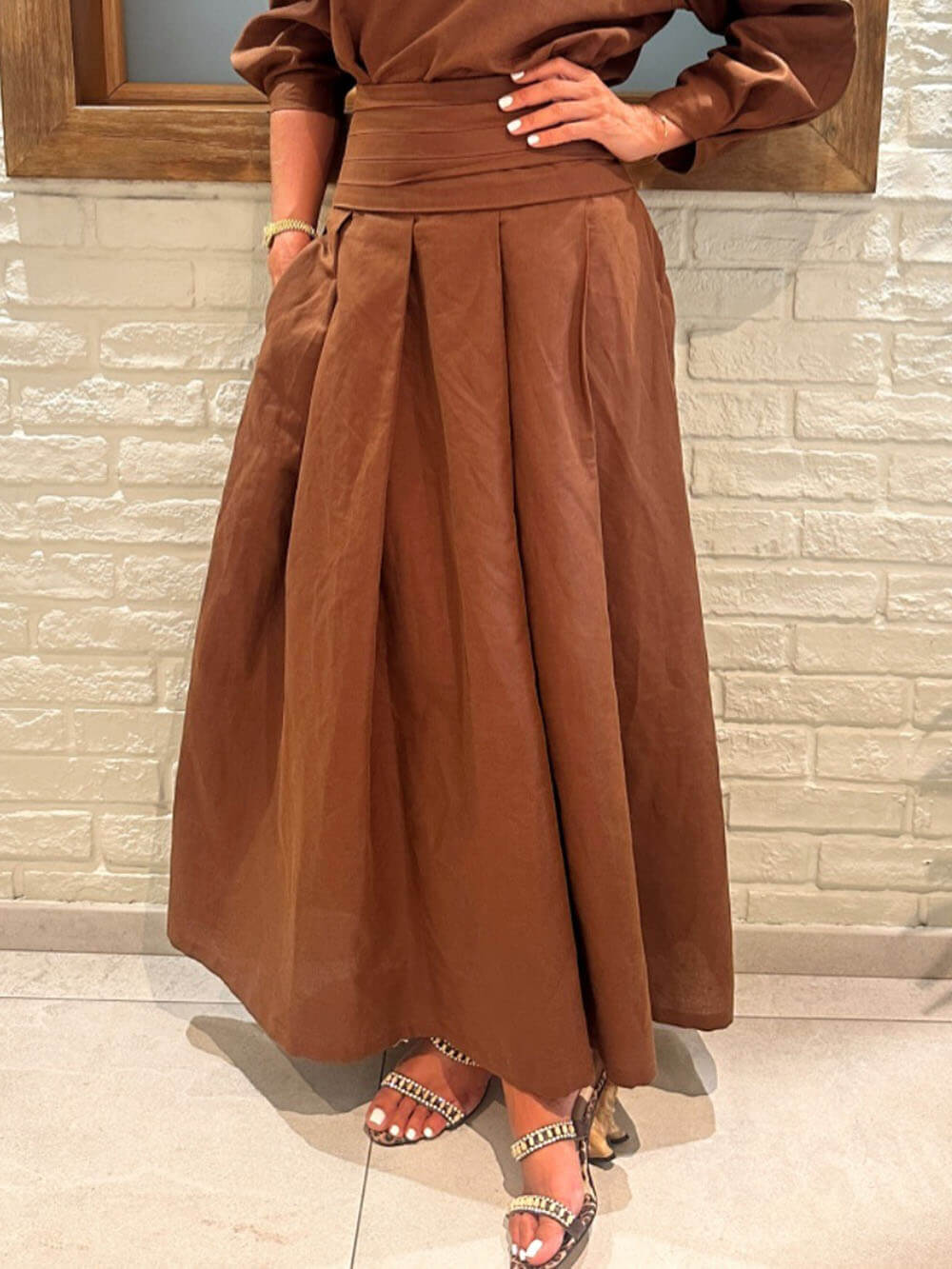 Retro Linen Drop-Shoulder Oversized Top