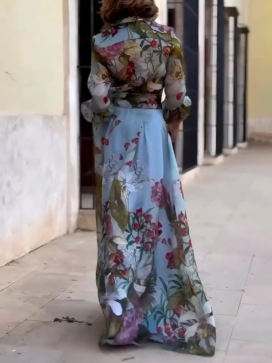 Elegant Watercolor Floral Print Shirt