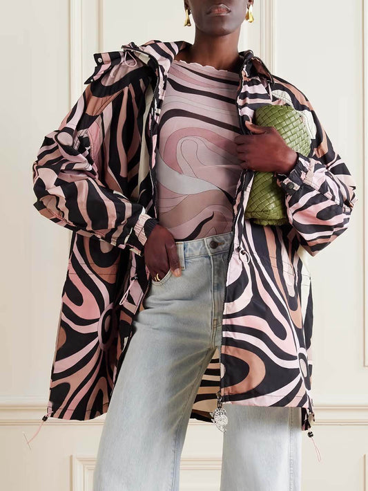 Unique Pattern Print Oversized Loose Jacket
